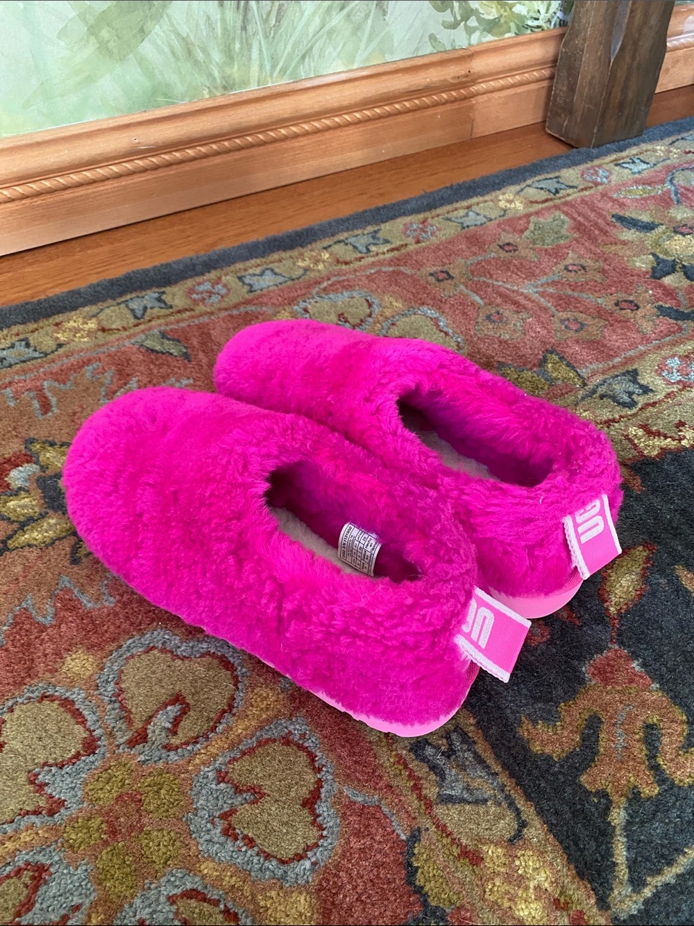 UGG Plush Slip-Ons in Hot Pink, winter furry boots